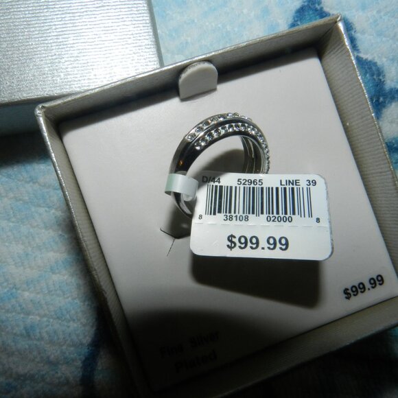 Engagement Ring Fine Silver Plated Triple White Paved Crystal's RingNEW 🆕📦🏃🚚 - Picture 3 of 15